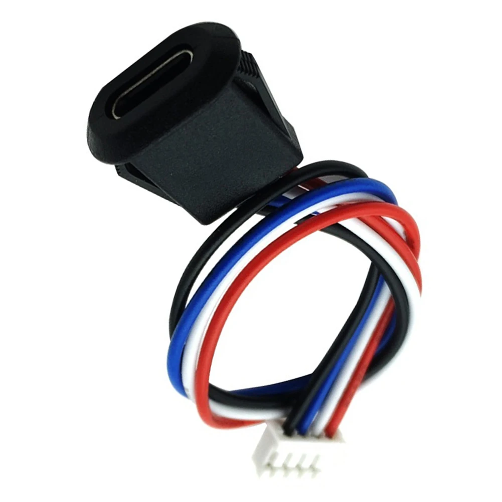 Type C Input 4pin Charging Socket Plate Female Connector for PH2.0 Terminal Waterproof Black White Standard Size