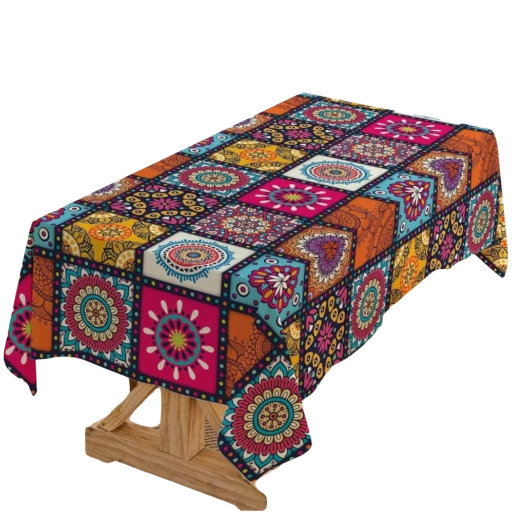 

New Rectangular Bohemian Tablecloth Bohemian Cycle Mandala Table Cover Colorful Home Decoration Table Cloths Festival