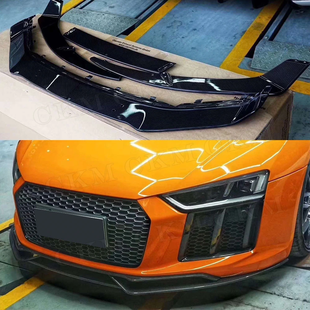 

CKMUUER гоночный автомобиль для Audi R8 2016 2017 2018 2019, передний бампер из углеродного волокна, спойлер для губ, сплиттеры, комплекты кузова