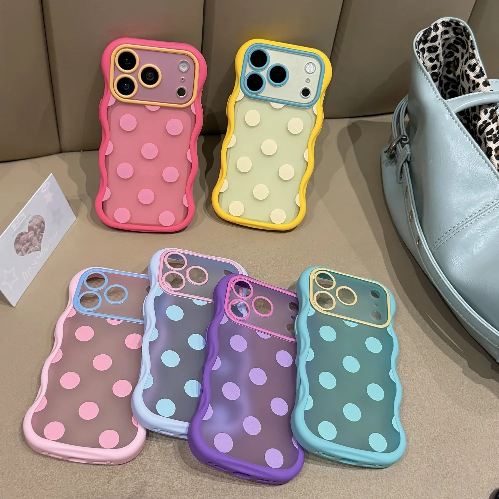 Aesthetics Colorful Color Polka Dot Phone Case For iPhone 17 16 15 14 13 12 11 Pro MAX Plus Y2K Jelly Shockproof Bumper Cover