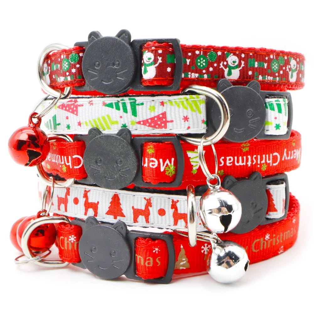 20pcs/ lot Dog Collar Christmas Ornaments Neck Ring Xmas Dog Leash Tag Accessories Cat Ring Holiday Gifts