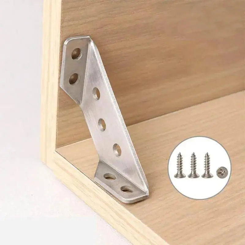 Aço inoxidável Móveis Corner Connector, Triangular Flange Angle Bracket para gavetas e cadeiras