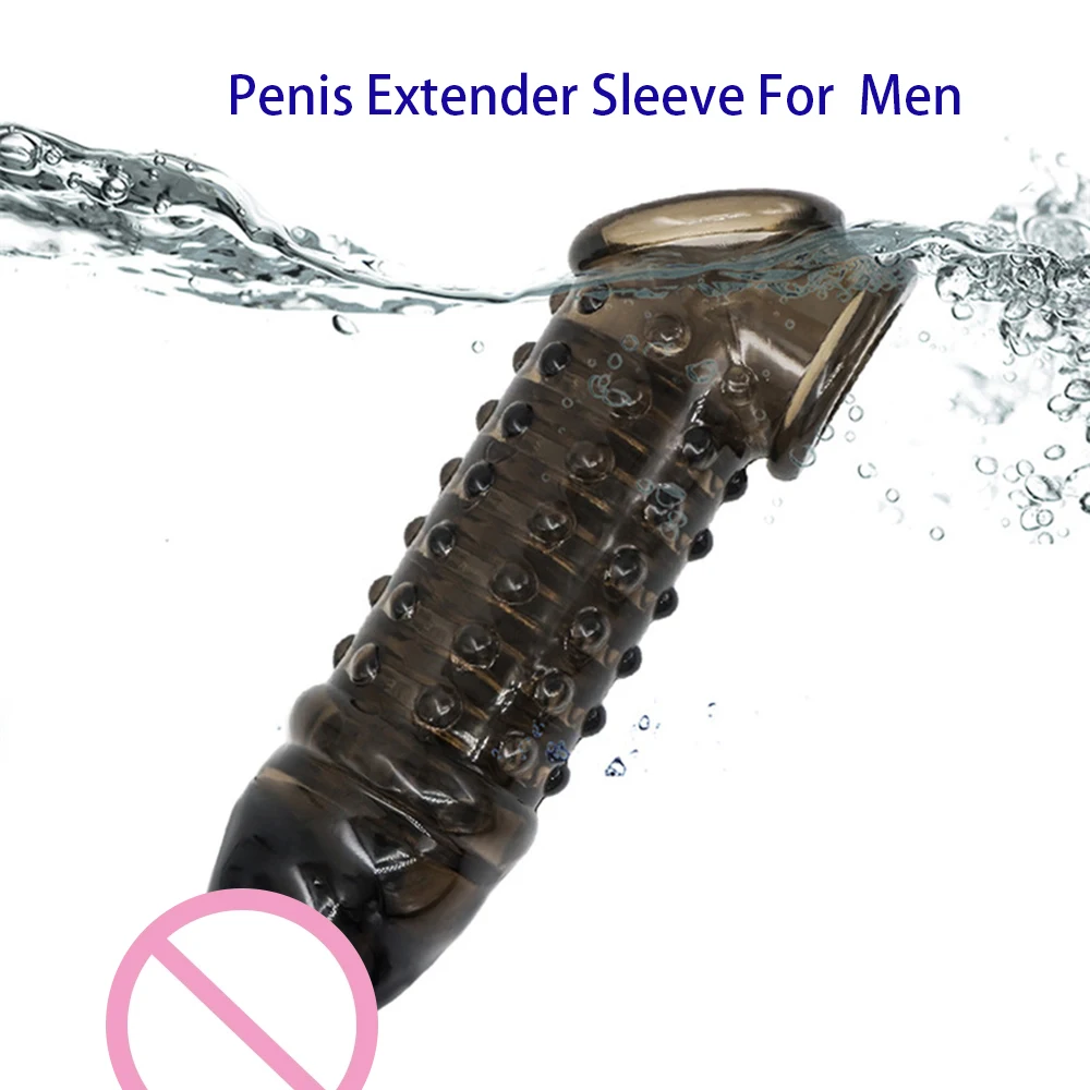 

Penis Extender Sleeve Reusable Condom Delayed Ejaculation Penis Enlargement cock sleeve sex toys Men Couples porno sexyshop