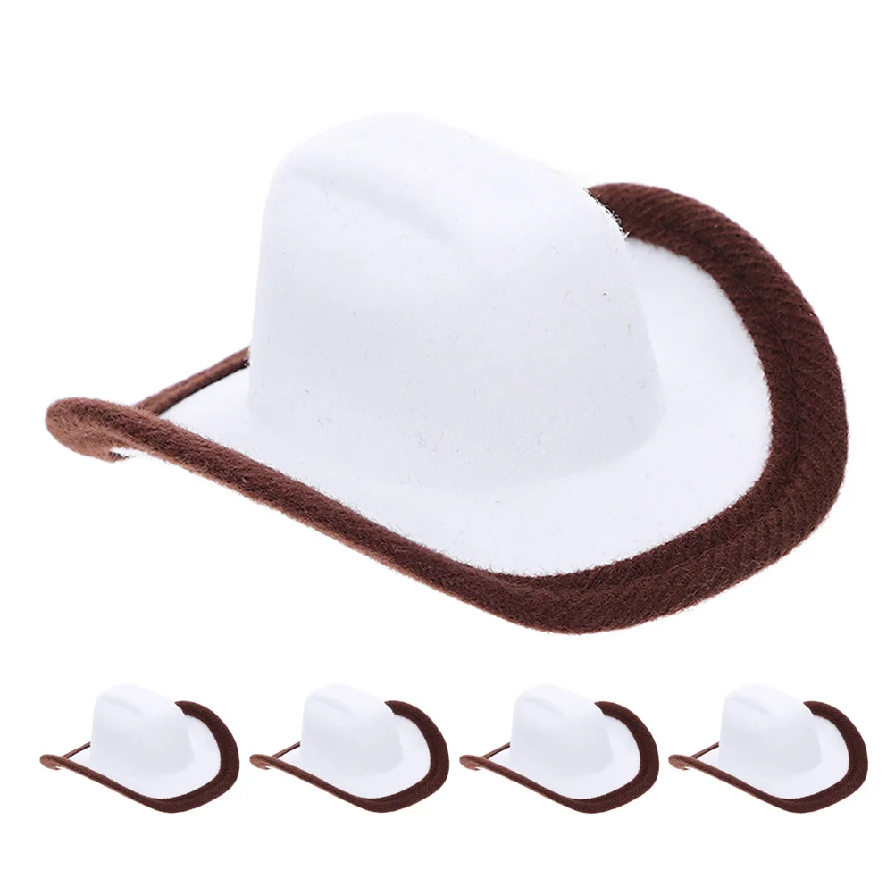 

5Pcs Mini Cowboy Hats Wine Bottle Cover Decoration Western Theme Party Bottle Capper Holiday Use Mini Cowboy Hats for Party