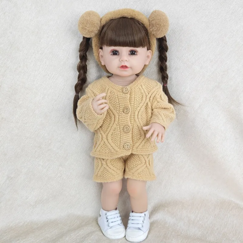 

Lifelike 55CM Reborn Girl Dolls Full Vinyl Body Girl MiaoMiao Simulation Doll Princess Toddler Dress up Toy Birthday Gifts