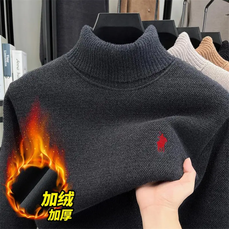 مجموعة جديدة لخريف/شتاء العلامة التجارية لعام 2025: سترة بأكمام طويلة وياقة عالية للرجال مطرزة بشعار الحصان الصغير