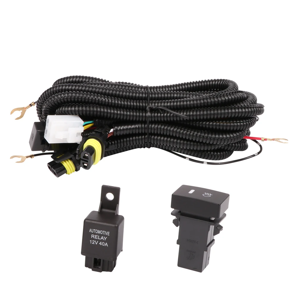 

For Honda Infiniti Motorcycle Fog Lamp Harness Black H11 Wiring Socket With Led Indicator Switch Automobile Relay Accessories