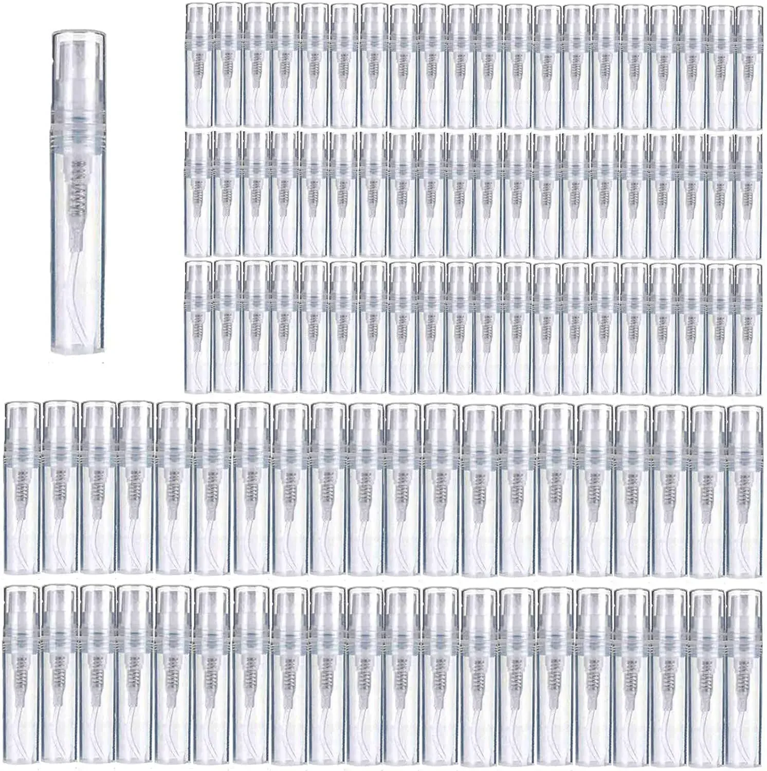 100Pcs 2ml 3ml 5ml Mini Plastic Spray Empty Bottles Portable Fragrance Perfume Atomizer Refillable Mist Cosmetic Containers