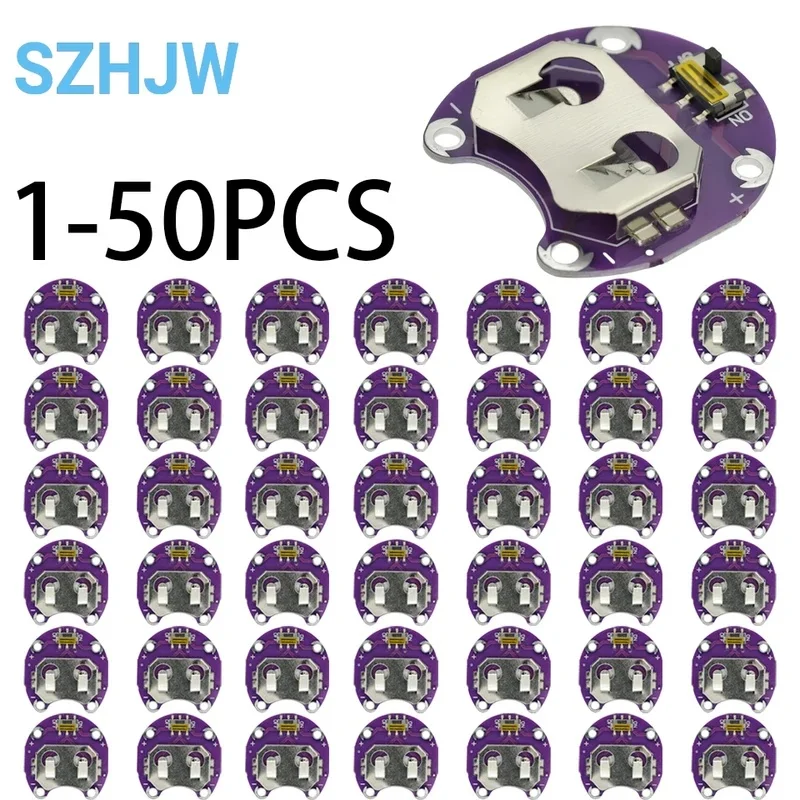 1-50PCS LilyPad CR2032 Coin Cell Battery Holder With On/Off Switch, VCC/GND Output, for Arduino Wearable & Low-Power Projects