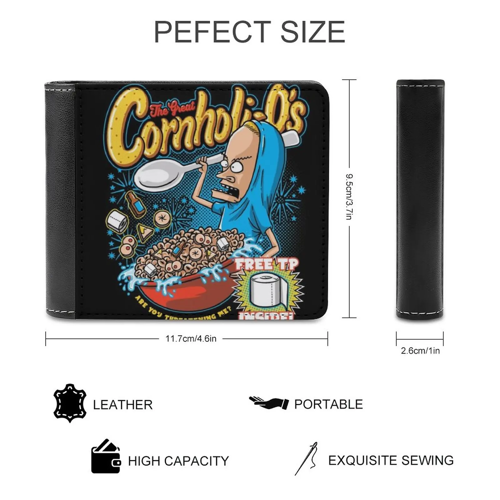 Cornholi Os New Men Wallets Pu Leather Men Purse High Quality Male Wallet Beavis And Butthead Great Cornholio Cereal Box Tp