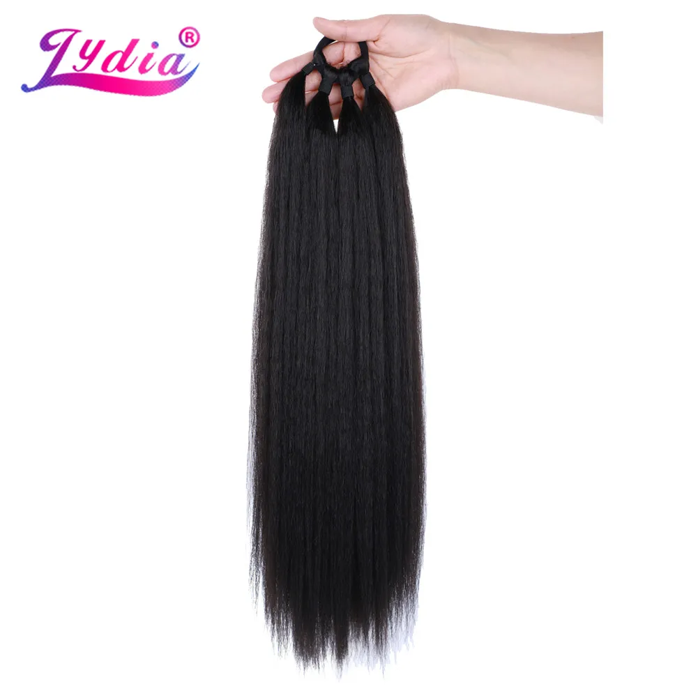 Lydia Synthetic Kinky Straight Extensions Wrap Around Ponytail With Rubber Band Hair Ring DIY 20/30IN Black Brown Boxing Braids