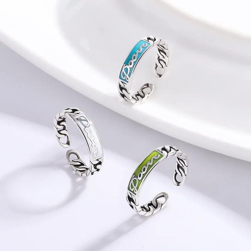 

925 Sterling Silver Letter Chain Rings For Women Teens Wedding Luxury Designer Jewelry Accessories