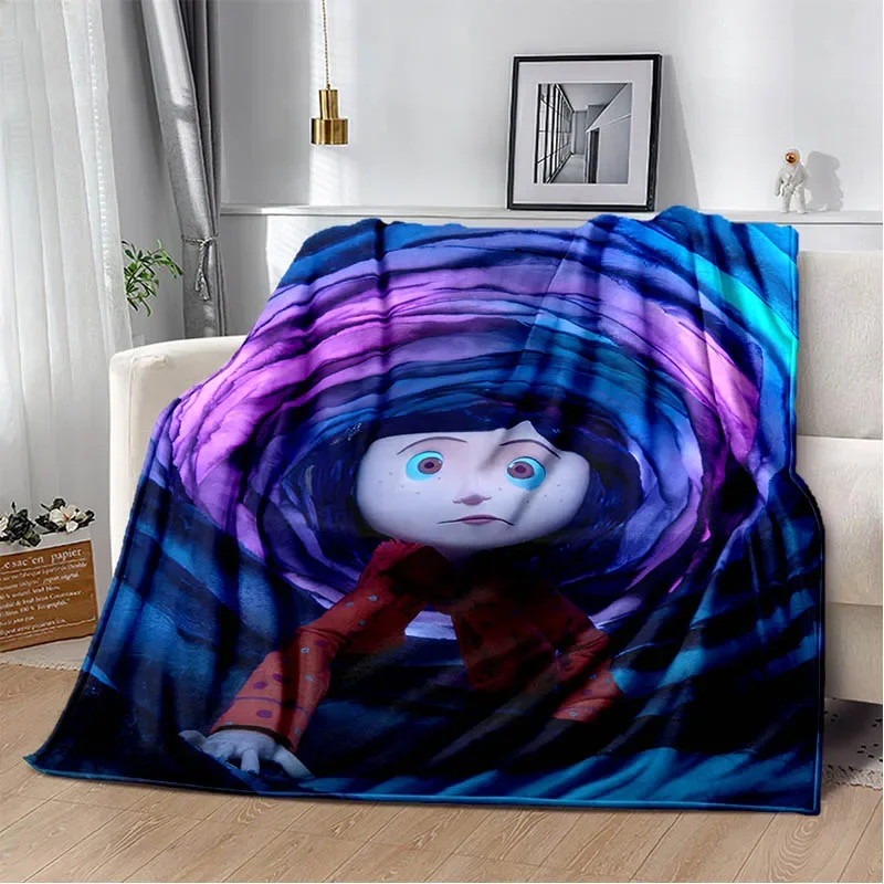 3D C-Coraline cartoon printed blanket Flannel Warm blankets Soft and comfortable blanket bed linings cubre cama Birthday Gift