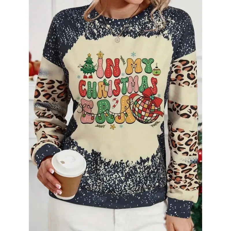 Hot Selling 1XL-5XL Autumn and Winter Plus Size Fashionable Casual Christmas Leopard Print Sportswear