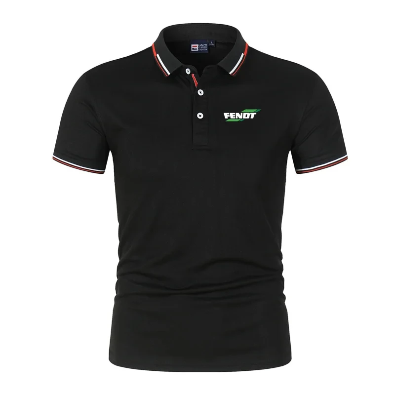 Camisa polo casual de manga curta masculina, roupa de rua elegante, trator Fendt, 4XL