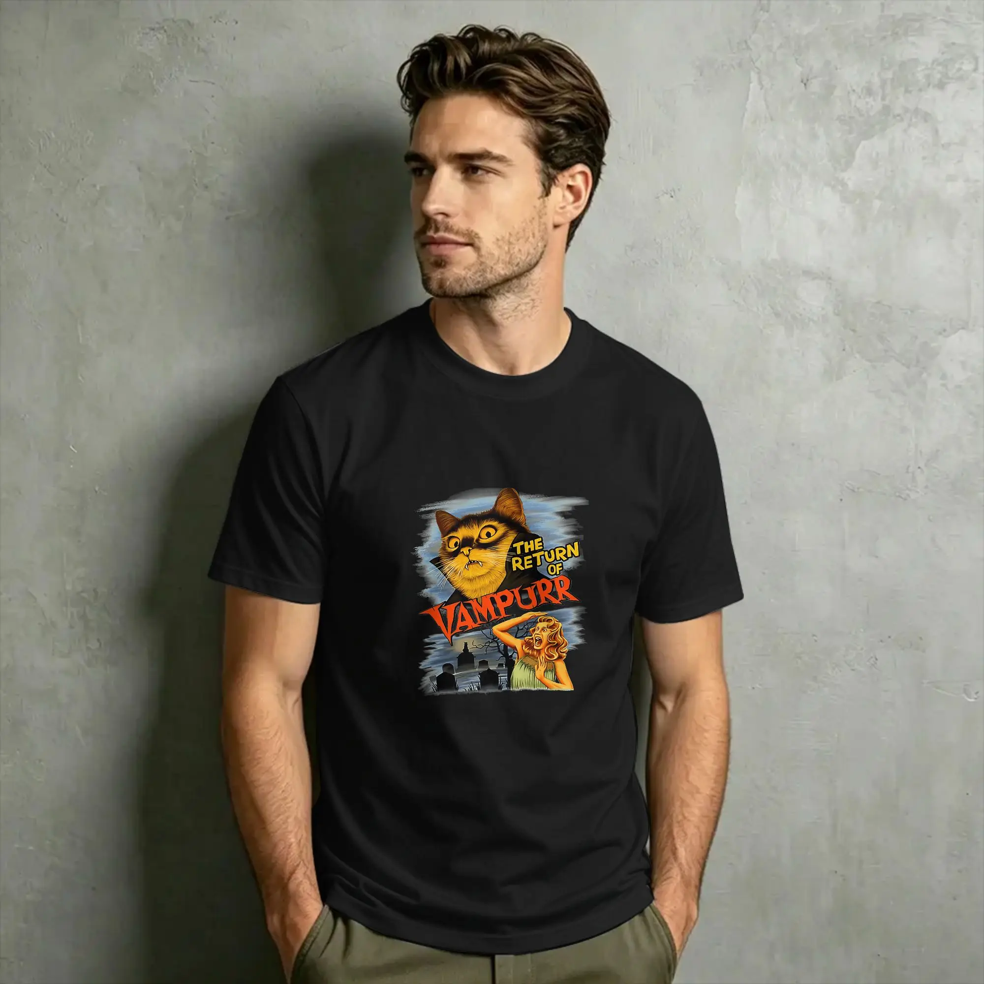 Men The Return of Vampurr T Shirt  100% Cotton Clothing Vintage Short Sleeve Crewneck Tee Shirt Big Size T-Shirts