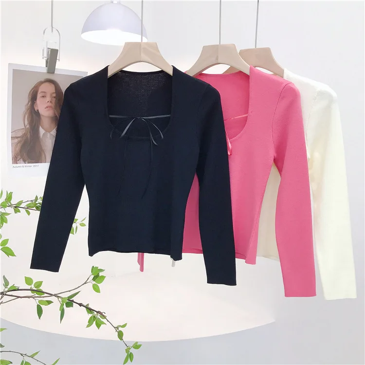 7606 النمط الأمريكي ربطة عنق على شكل حرف U سليم صالح التخسيس 8/10 كم عالية تويست القطن تمتد غير تشوه محبوك الأعلى للنساء