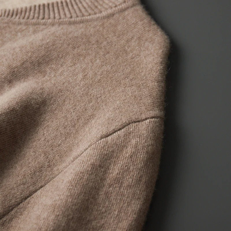 Men's Zipper Knitted Jacket Clothing 100% Pure Cashmere Sweater Autumn/Winter Casual Stand Collar Thick Cashmere Cardigan Tops