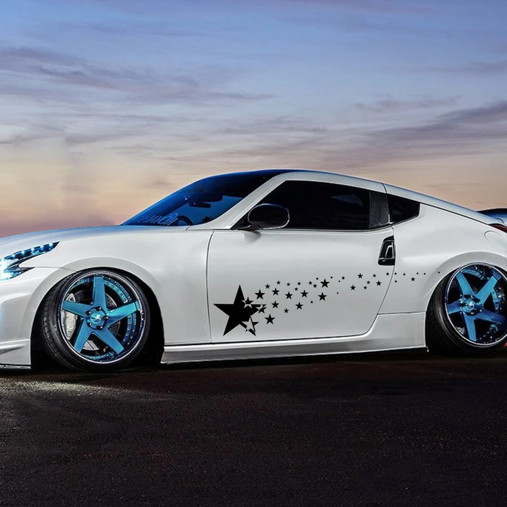 

Универсальные автомобильные боковые наклейки на юбку, боковые спортивные гоночные наклейки с рисунком пентаграммы, аксессуары для декора