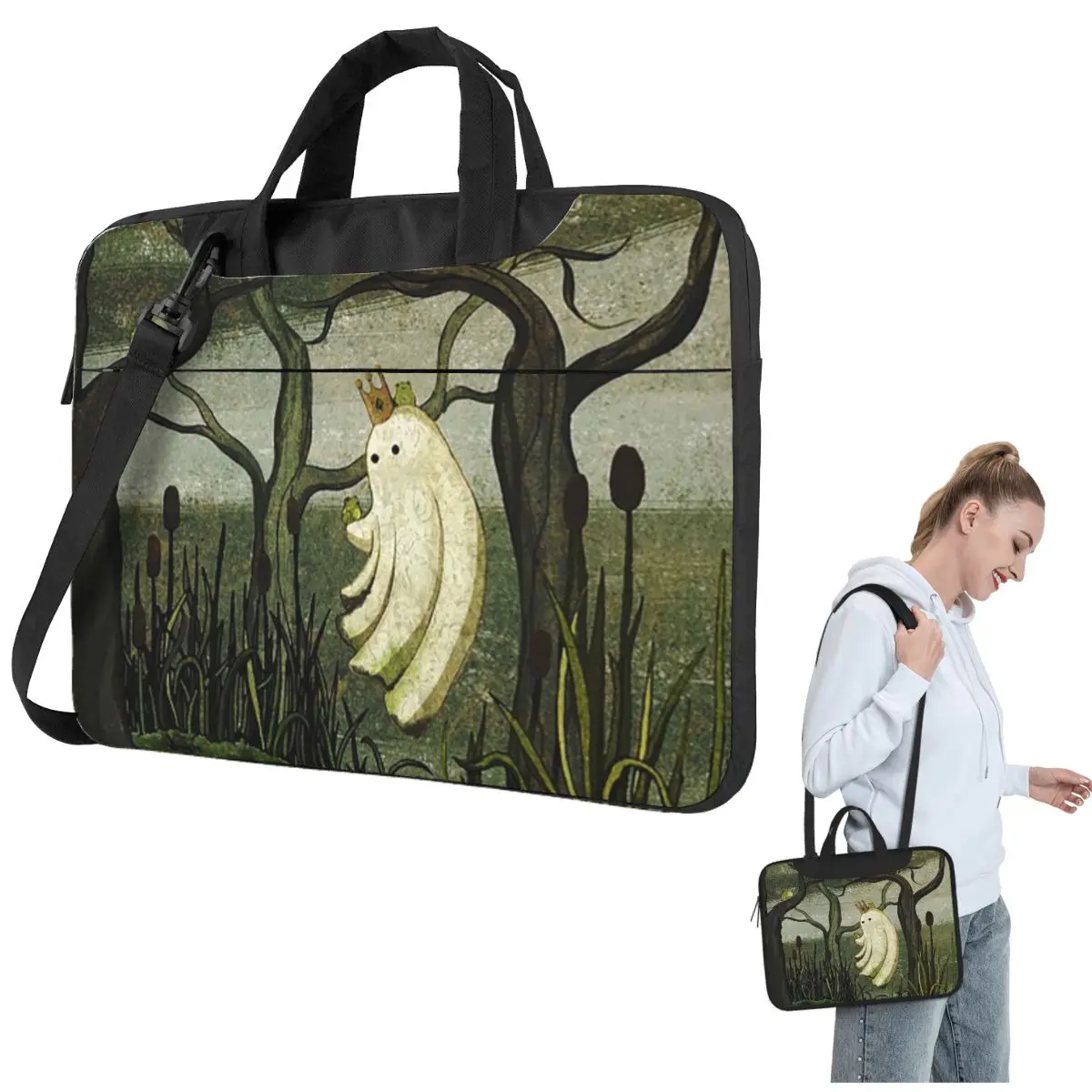 

Frog Prince Crossbody Laptop Bag Case Computer Bag Resistant Protective Notebook Pouch for Macbook Pro