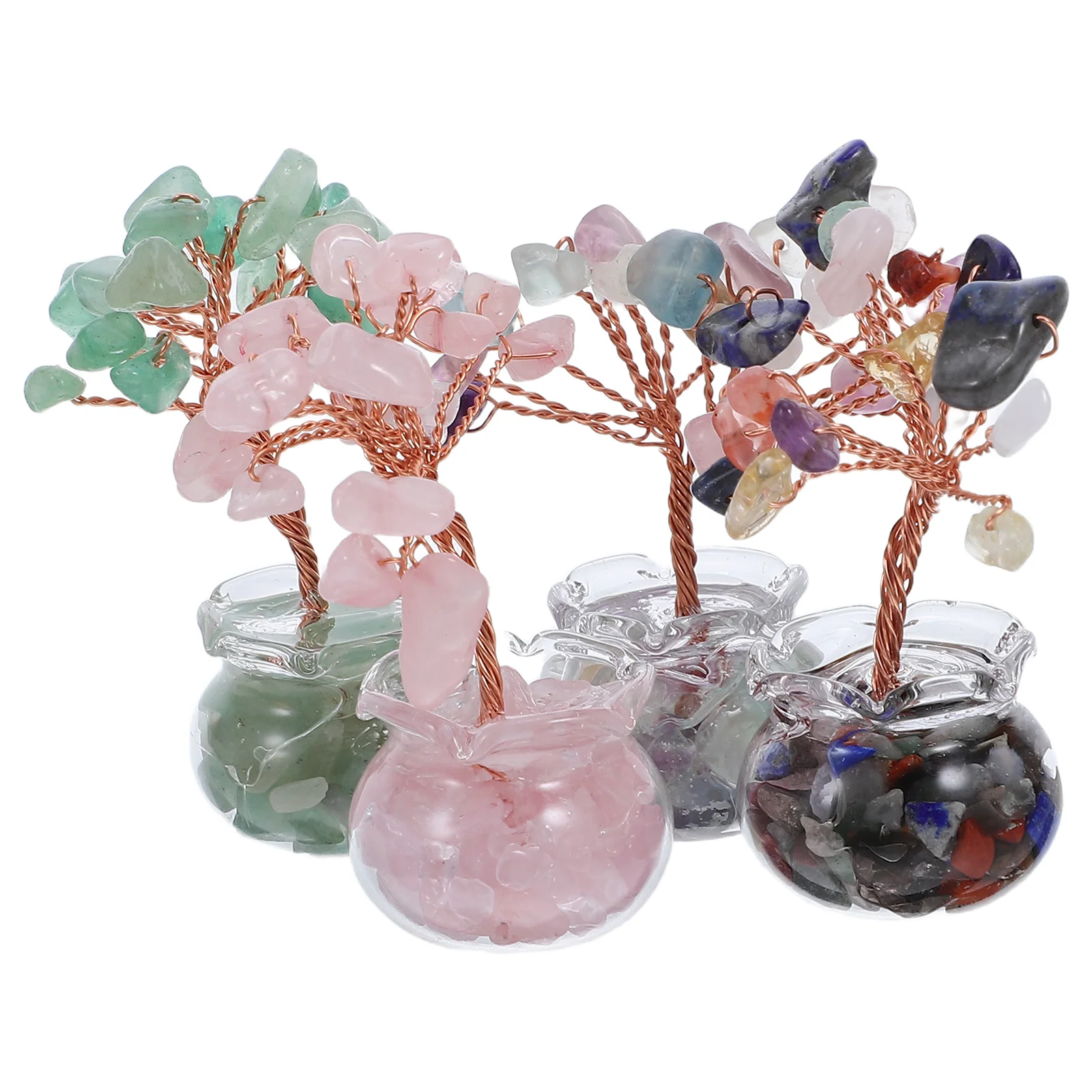 

4Pcs Crystal Money Tree Mini Bonsai Design No Maintenance Required Elegant Desk Decor Centerpiece for Windowsill Shelf Luxury