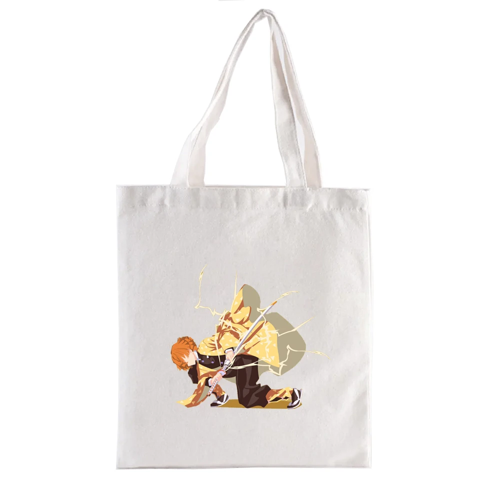 Demon Slayer Zenitsu Graphic Tote Bag Demon Slayer Print Shoppong Bags Women's Handbags Fashion Shopper Casual Totes Totebag