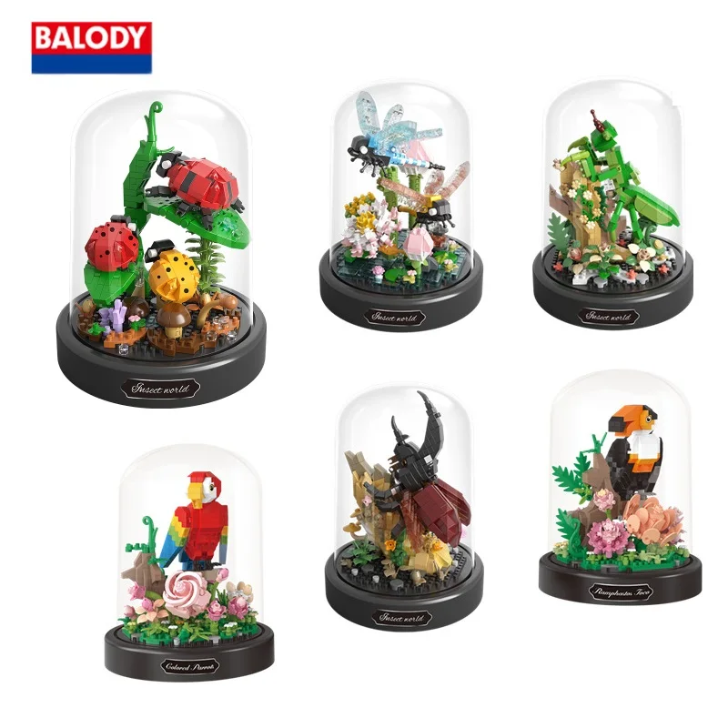 

Мини-блоки Balody, милые цветы, пчела, бабочка, строительные кирпичи, украшения, вечная роза, игрушки для взрослых, подарок для девочек, подарок на Новый год