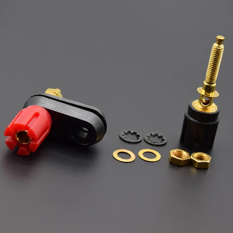 Banana Plugs Couple Terminals Dual 4mm Banana Plug Jack Socket Double hexagon Binding Post Red Black Connector Amplifier DX25