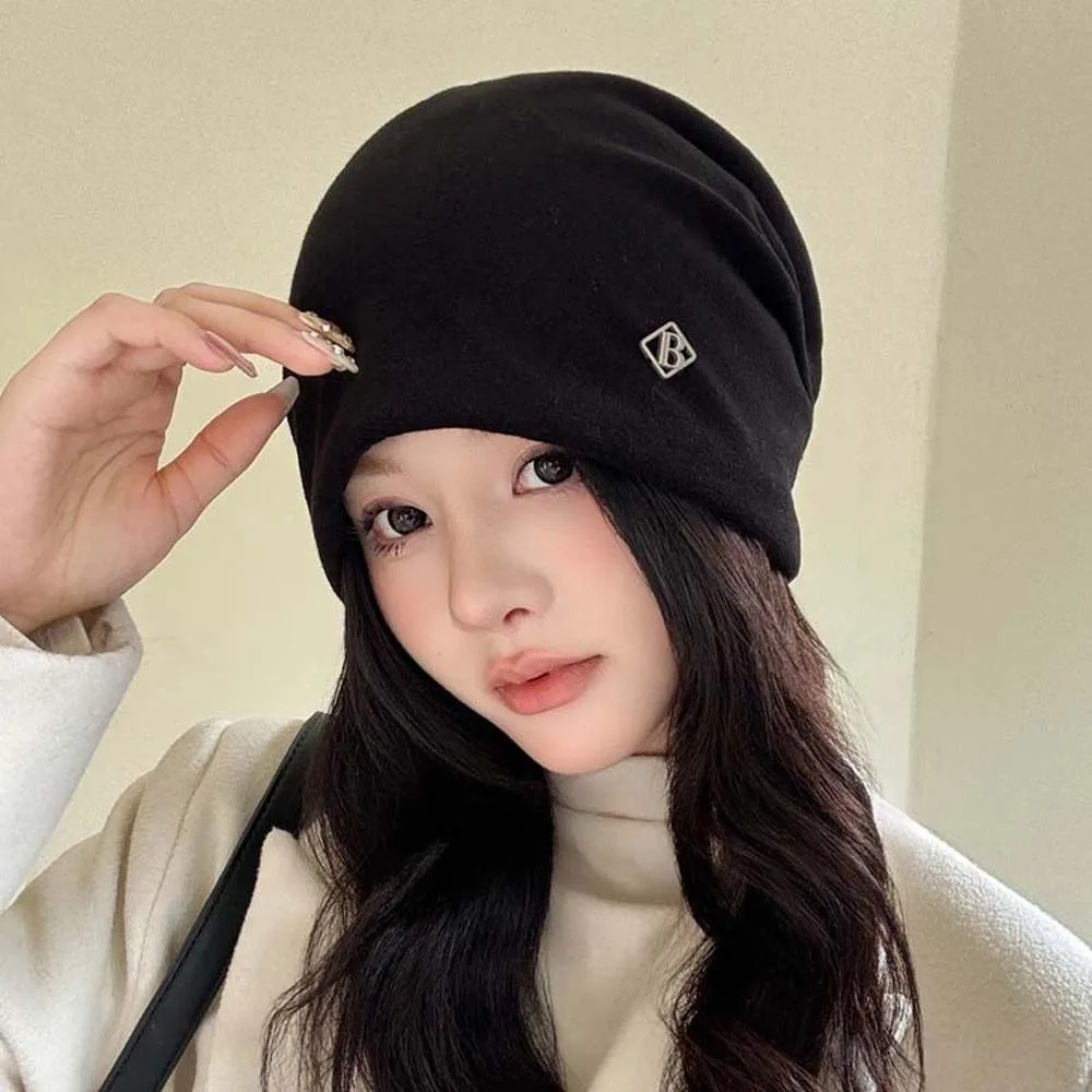 Elastische, locker sitzende Beanie-Mütze, atmungsaktiv, verdickt, warm, für kalte Tage, einfarbig, dehnbar, Baggy Skullies Bonnet für Camping – Detail 4