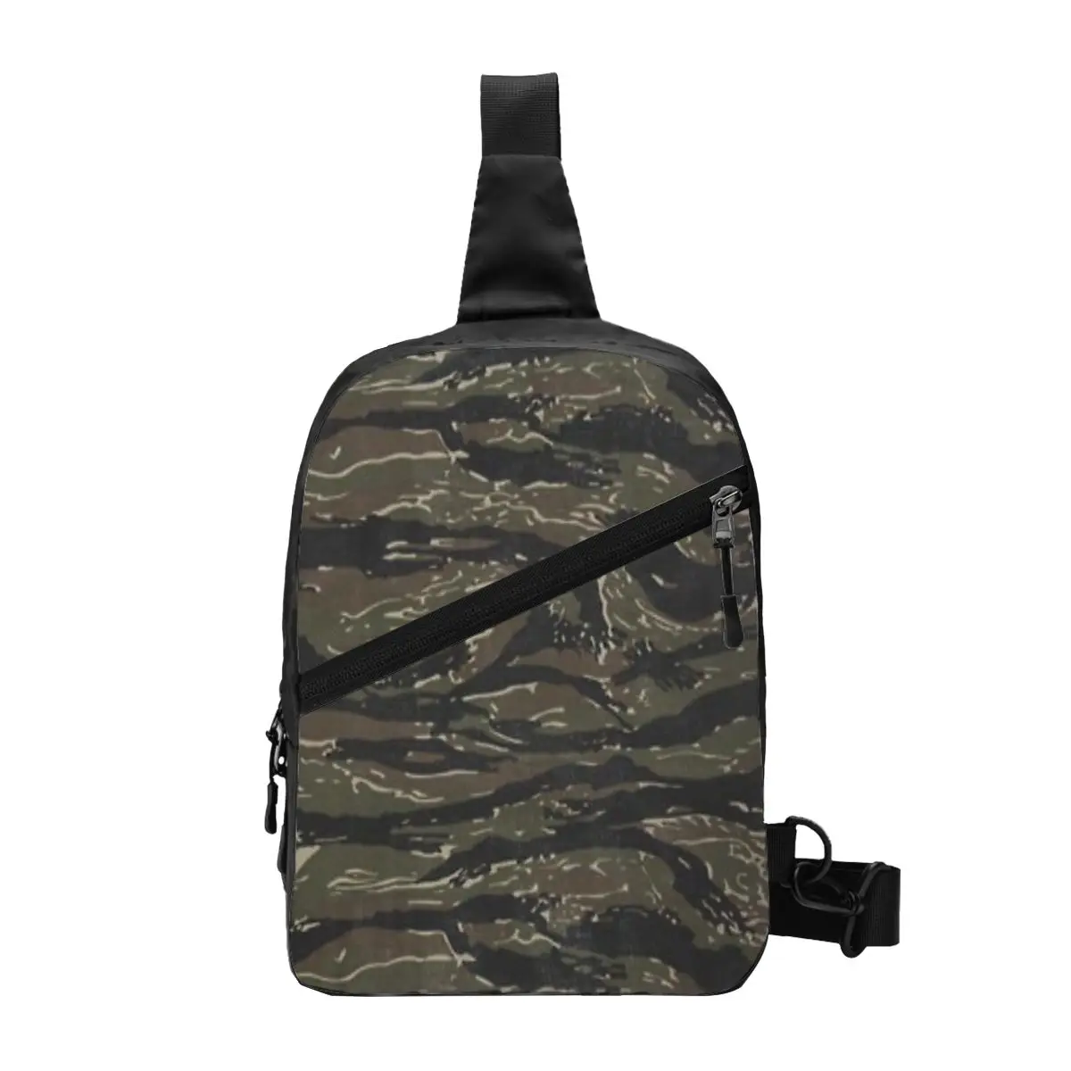 Tiger Stripe Camouflage Military Camo Chest Bag Men Sling Crossbody Backpack Chest Bag Traveling Hiking Daypack Shoulder Bag