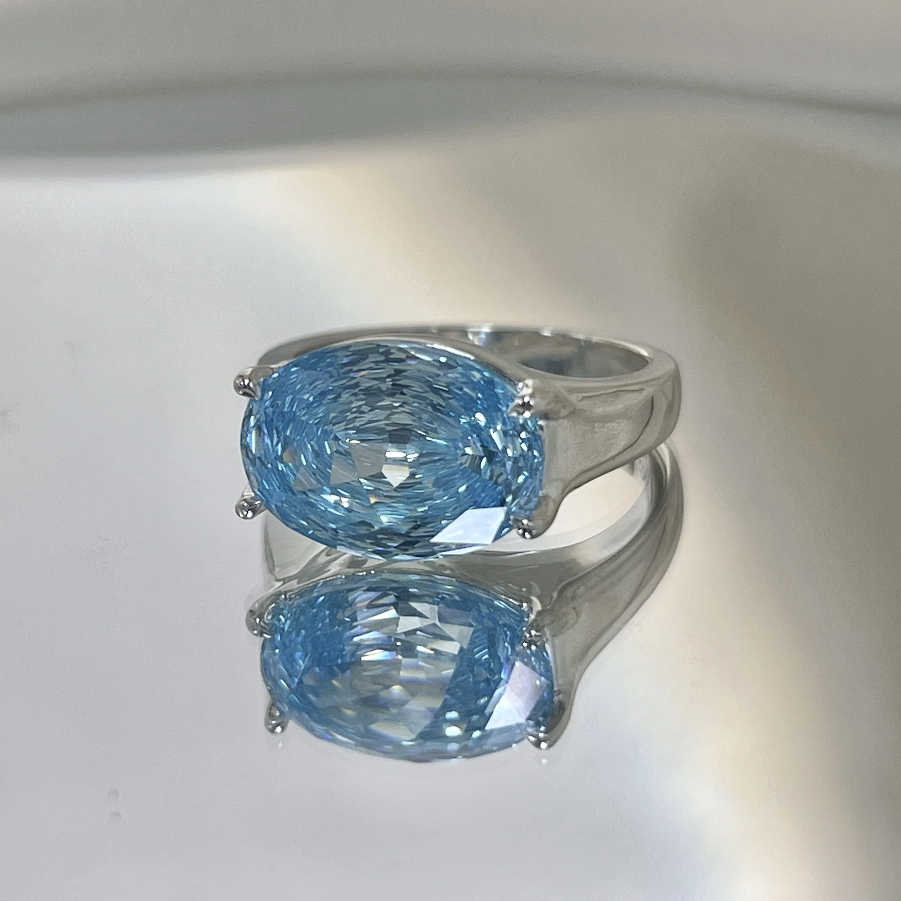 

Кольцо 10ctSky Blue Topaz, серебро S925, простой дизайн, без бриллиантов, кольцо унисекс/пар