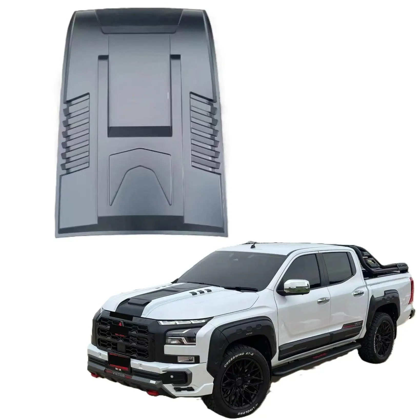 

ABS Plastic PICK-UP middle-sized Engine Hood Bonnet Scoop Front Cover for Triton L200 MR MQ Strada 2023+