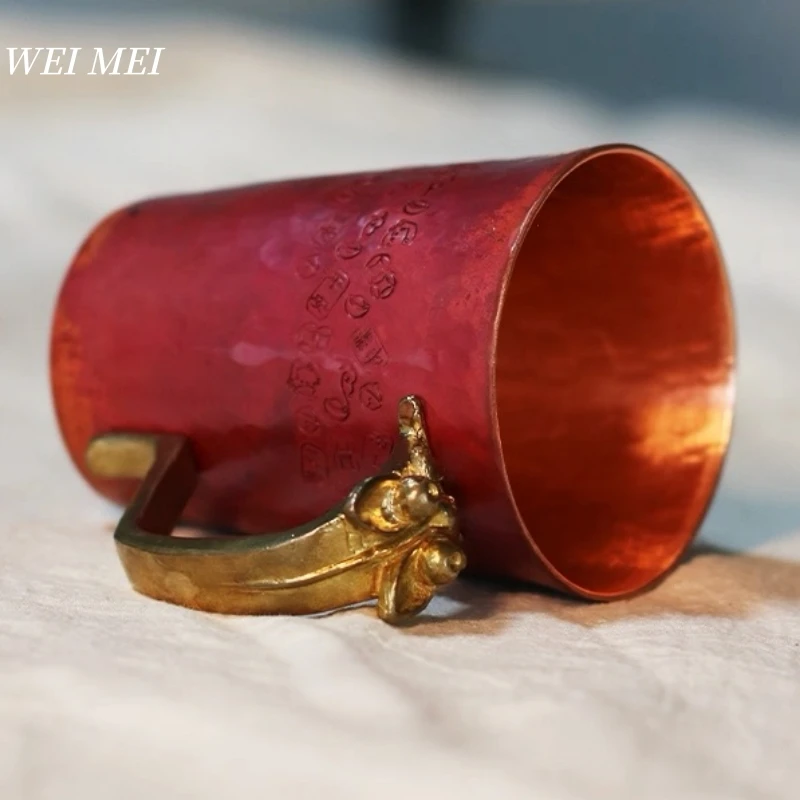 كوب قهوة إفطار نحاسي عتيق مصنوع يدويًا، كوب ماء موسكو سميك مقاوم للحرارة، كوب عصير 250 مل، أدوات مائدة فنجان شاي