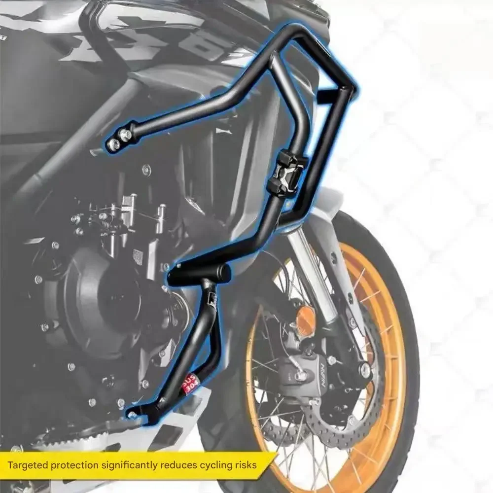 Suitable for VOGE DS625X bumper modification: stainless steel upper and lower bumpers, aluminum alloy three-box side cases.
