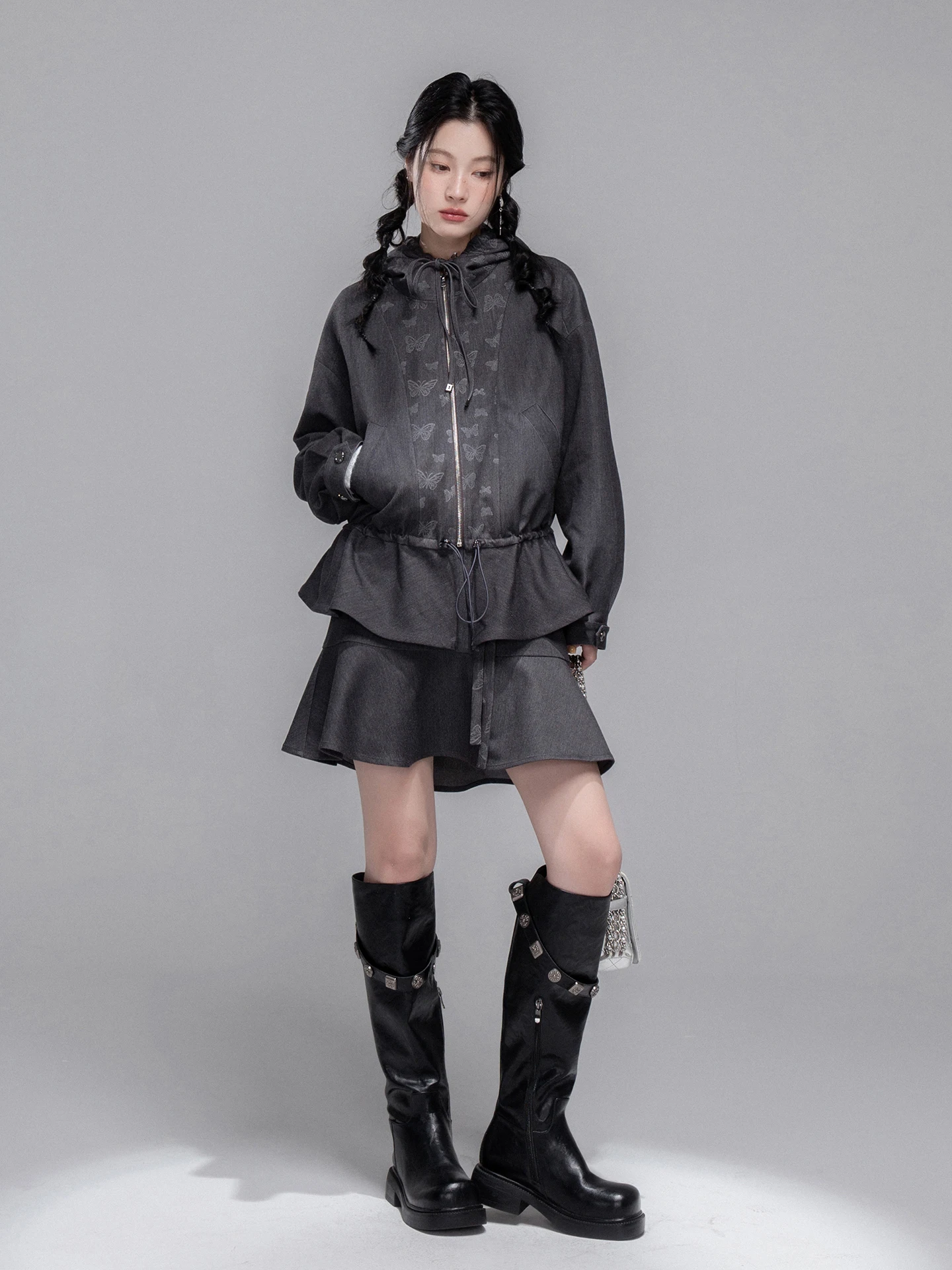 

COTRE Sweet Cool Girl Jaet Юбка Комплект сращенная шляпа f-длина с принтом Узорный модный осенне-зимний женский ансамбль