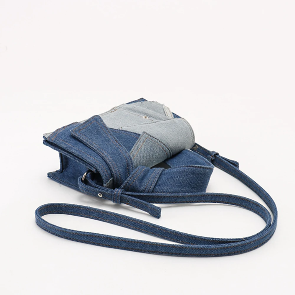 Moda Denim kadın tasarımcı çantaları lüks Patchwork kadınlar için omuzdan askili çanta markalar tuval Crossbody çanta kare alışveriş çantası