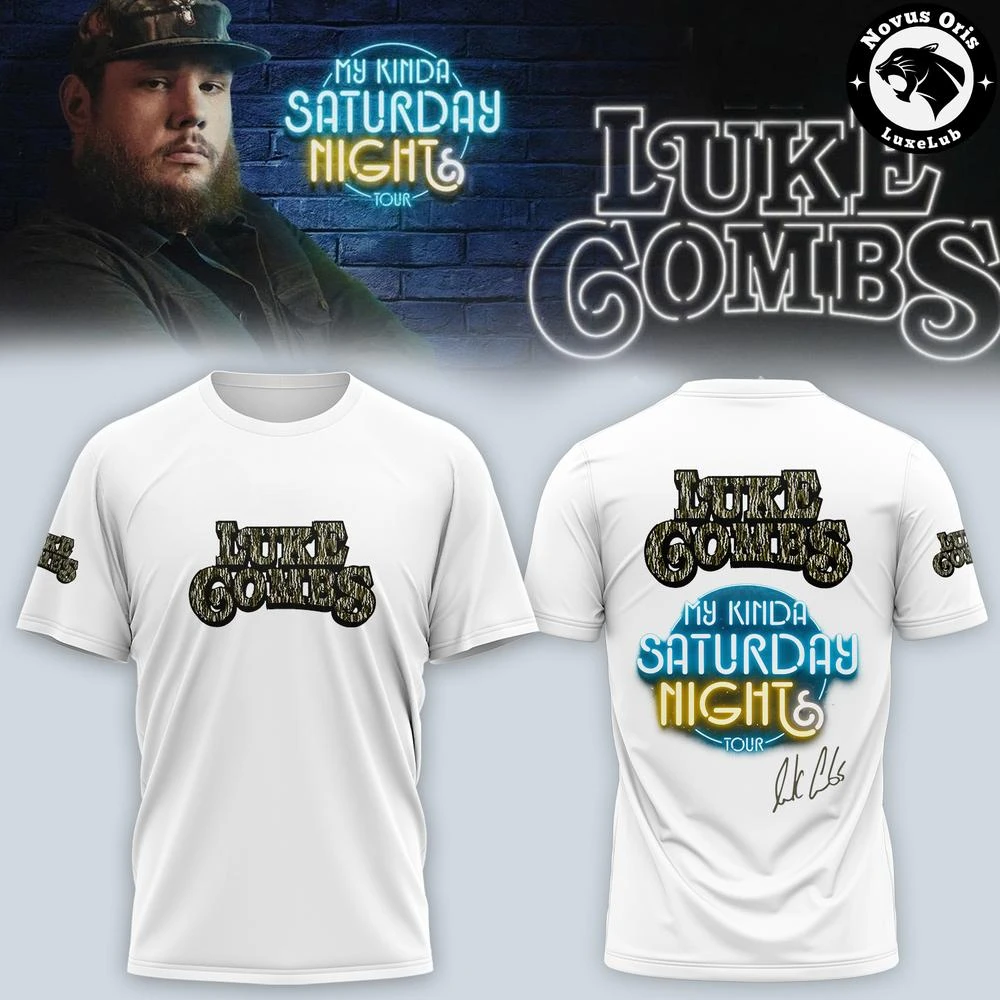 Luke Combs My Kinda Saturday Night Tour 2026 T-shirt Summer Men's and Women's Pure Cotton T-shirt Fans' Comfortable, Breathable