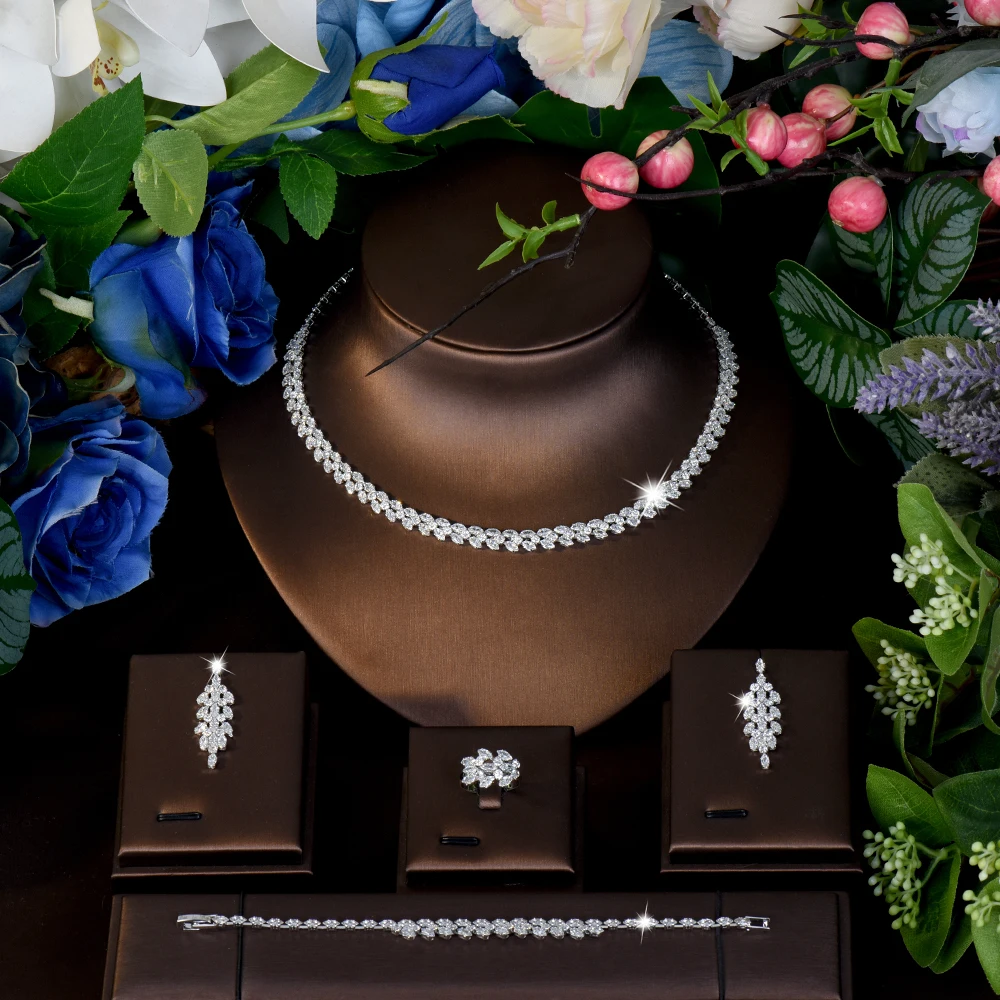HIBRIDE Everyday Set Fashion Jewelry Necklace Earrings Bracelet Women's Light Luxury Clothing Wedding Bridal Holiday Gift S-1130