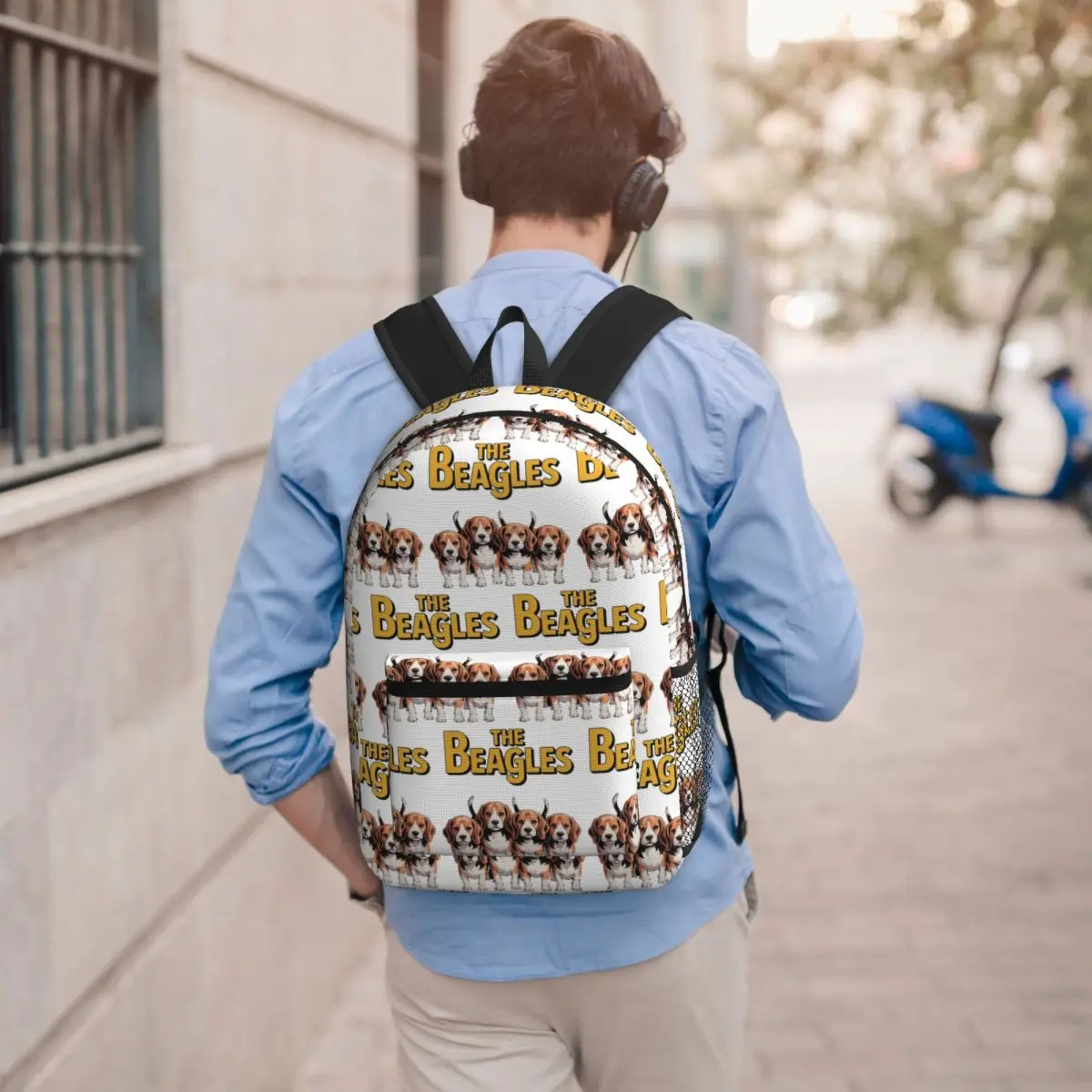 The Beagles Four Beagle Dog Crossing Student Backpack School Bag Hiking Travel Daypack for Boys Girls Bookbag Shoulder Bags