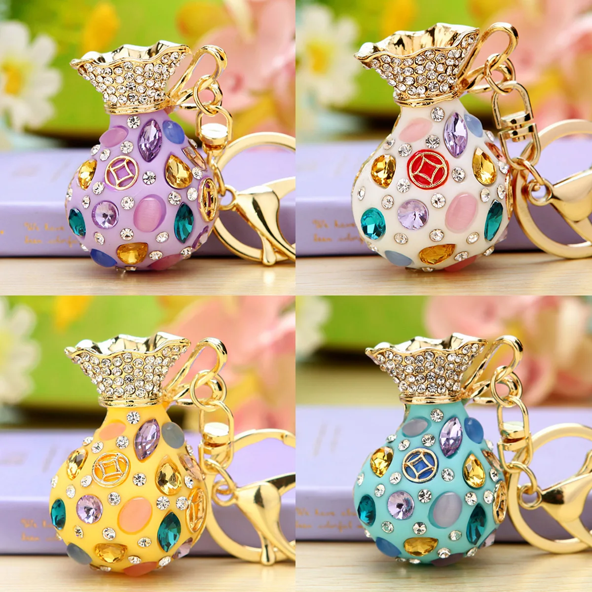 Rhinestone Money Bag Keychain Car Key Blessing Bag Bag Hanging Decoration Key Holder