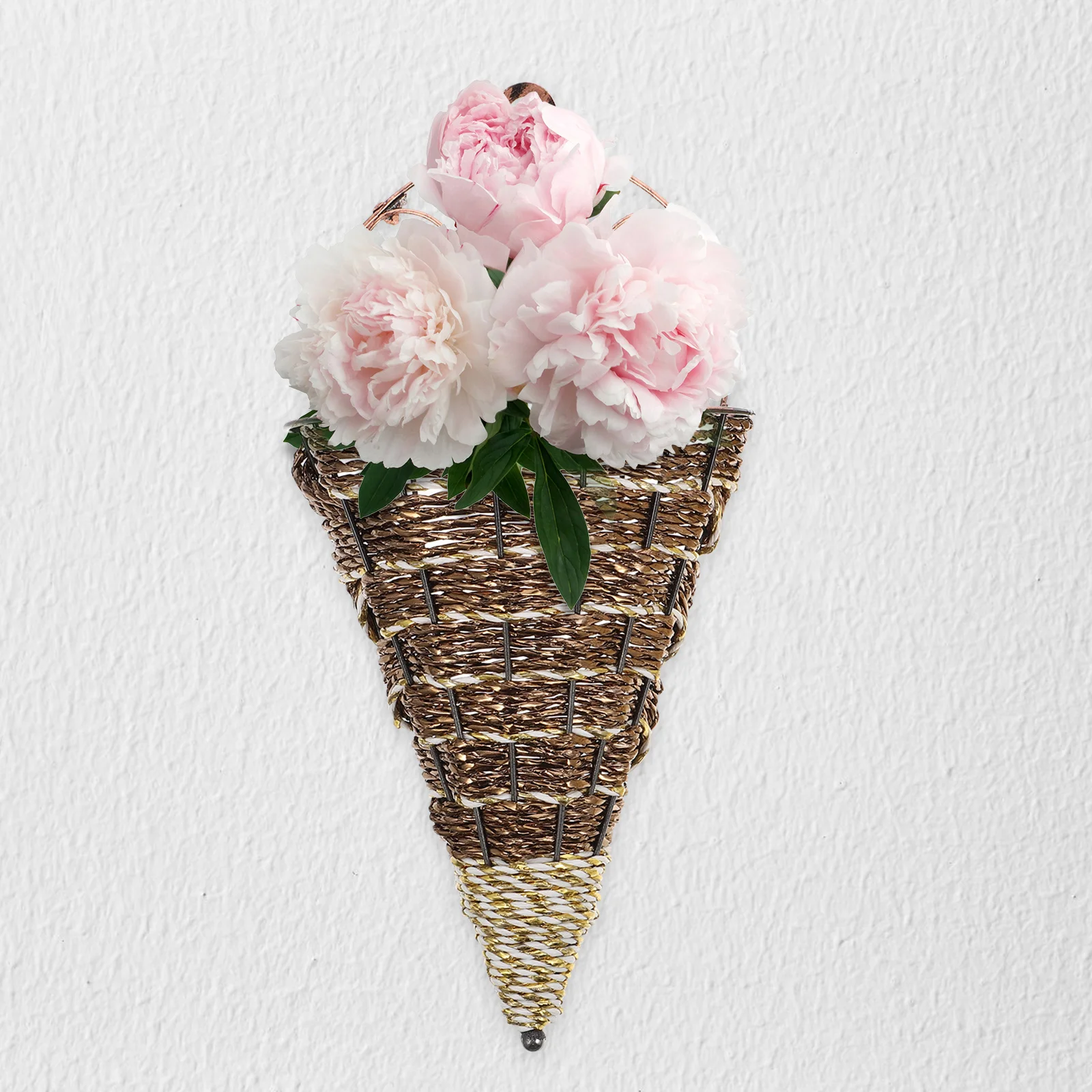 

2pcs Wrought Iron Wall Hanging Flower Planter Vintage Style For Home Office Decor Artificial Flower Basket Weaving Basket Plant