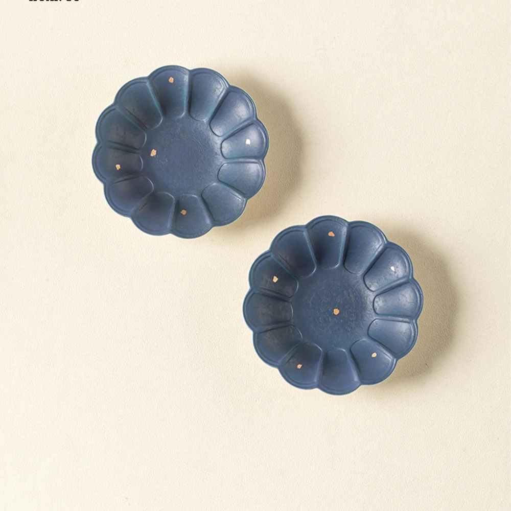 

High Grade Ceramic Cups Coaster Retro Blue Floral Edge Heat Resistant Tea Mat Exquisite Gift for Friends Cup Saucer