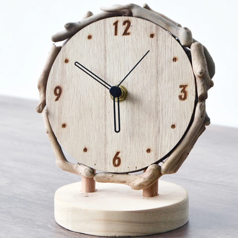 

Wooden Desktop Clock Living Room Home Minimalist Clock Ornament Desktop Silent Creative Desk Clock