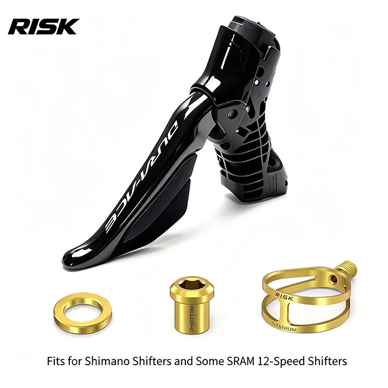 RISK Titanium STI Shifter Clamp Lock Ring, Road Bike Part Compatible with Ultegra Dura‑Ace Bicycle Riding Accessories