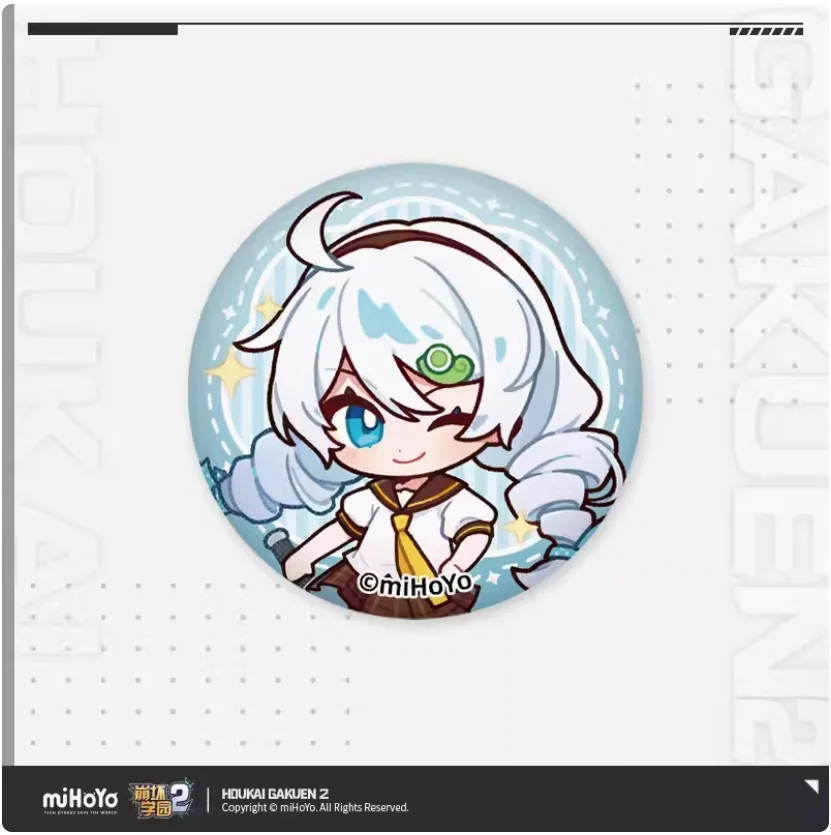 2024 Anime Houkai Gakuen 2 Leisure Time Series Tinplate Badge Kiana Raiden Mei Bronya Seele Theresa Apocalypse Baji Brooch Gift