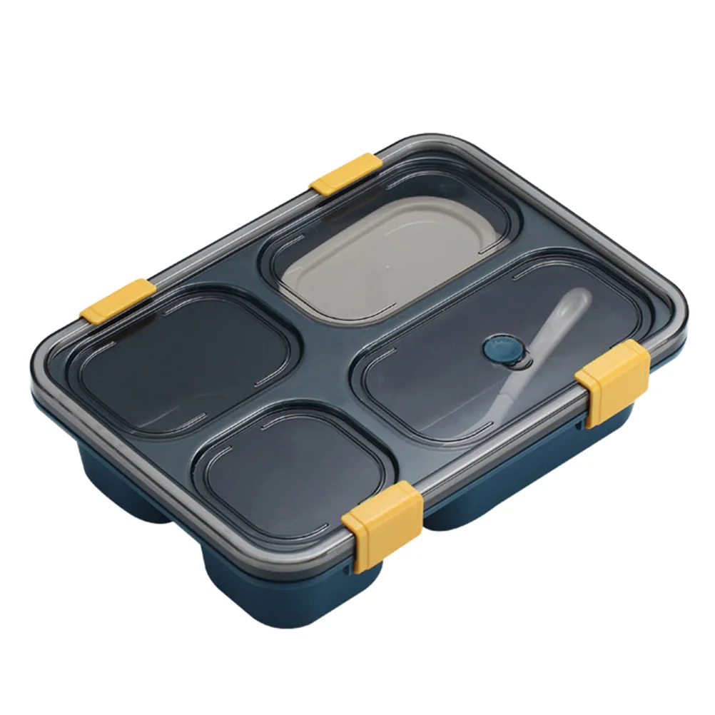 

Four Grid Lunch Containers Microwaveable Blue Plastic Student Large Capacity Sealed Food Storage Reusable Eco Friendly