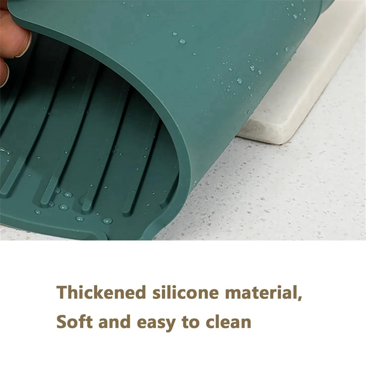 HHTL 2 uds almohadilla contra salpicaduras para grifo de cocina, alfombrilla protectora de silicona para grifo, almohadilla de drenaje, Protector de encimera (61x14,5x0,5 cm)