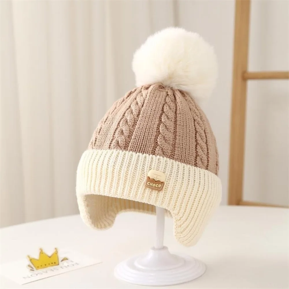 

New Pompom Pullover Cap Knitted Warm Ear Protection Hat Coldproof Windproof Knitted Cap Outdoor Sports