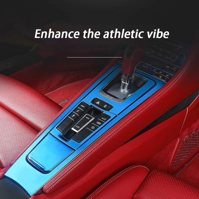 

Stainless Steel Car Interior Modification Central Control Gear Panel Frame Water Cup Frame For Porsche 718 Cayman Boxster
