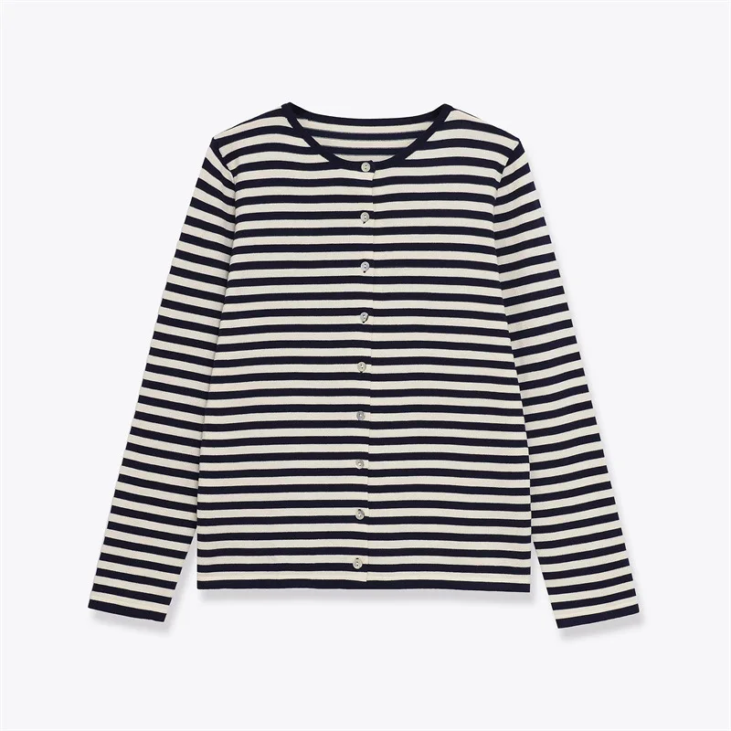 Autumn New Stylish Simple Striped Knitted Jacket